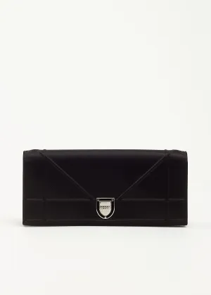 Dior Black Satin Diorama Convertible Chain Clutch